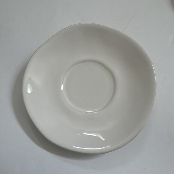 Crate & Barrel White Ceramic Teacup Espresso Saucers Set of 4 PORTUGAL - Picture 3 of 8